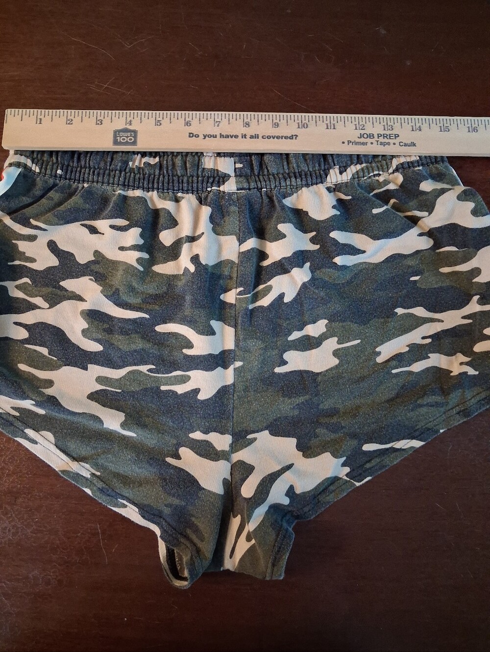 Bobbie Brooks Ladies Camo-Pattern Athletic Shorts in Green and White - Picture 3 of 5